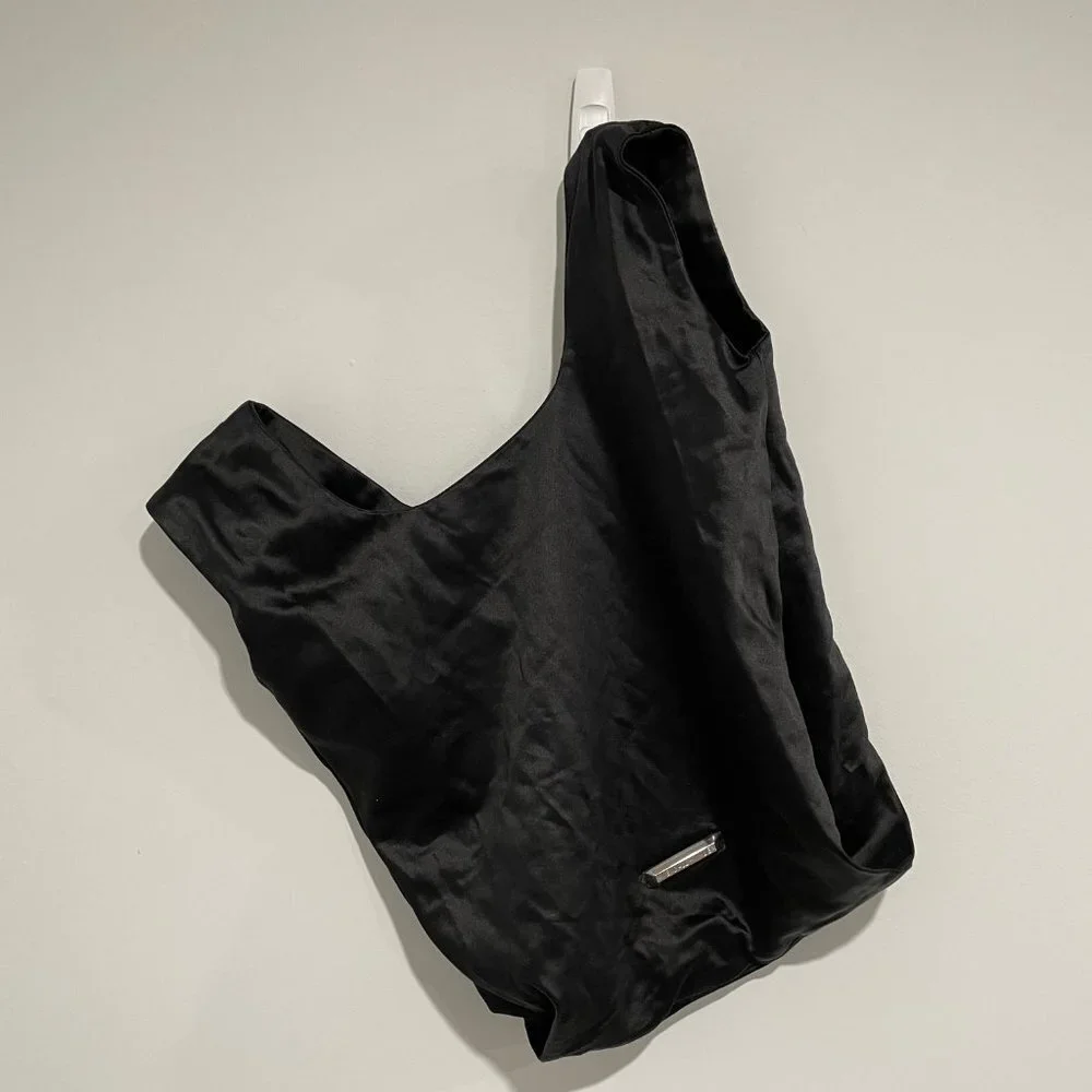 Kendall + Kylie Black Silk Tote Bag